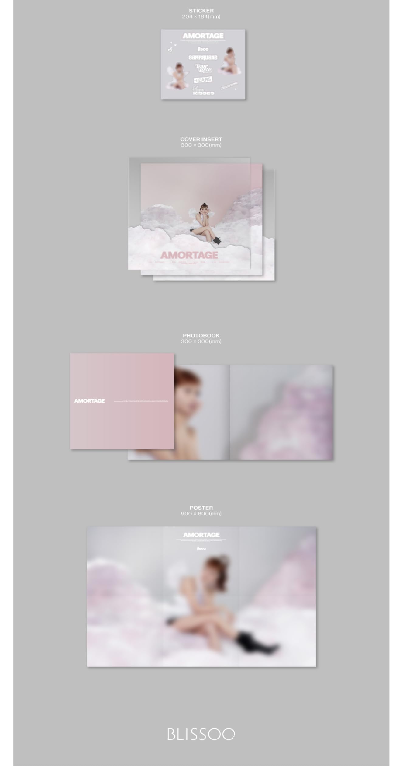 B'LACKP'INK J'isoo AMORTAGE - Mini album LP in vinile con tracciamento sigillato (versione a cuore)