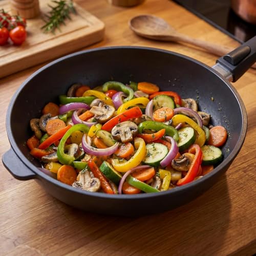 Hoffmann 11" BEST Nonstick Frying Pan with Lid – PFAS-Free, Made in Germany, High-Sided Premium Skillet, Removable Handle, Induction Ready, Heavy Cast Aluminum (StonIQ Series) - image 3
