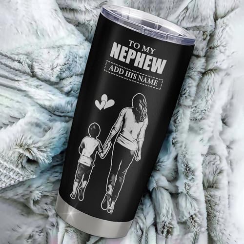 TeesPure Personalized To My Nephew Gifts Tumbler From Aunt Auntie I Closed My Eyes For A Moment Nephew Birthday Graduation Christmas Custom Stainless Steel Cup Travel Mug 20oz Curved Tumbler