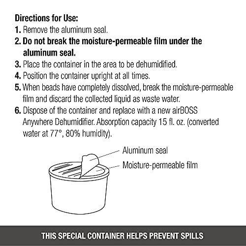 Airboss Anywhere Dehumidifier, Odor And Moisture Control With Activated Charcoal, Fragrance Free, 10.6 Oz, Pack Of 6 #TOP5