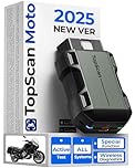 TopScan Motorcycle OBD2 Scanner Diagnostic Tool, Wireless Motorcycle OBD2 Code Reader Fits for Harley, Ducati, BMW, All Systems Motorbike Scan Tool with Hot Reset Functions, Data Stream
