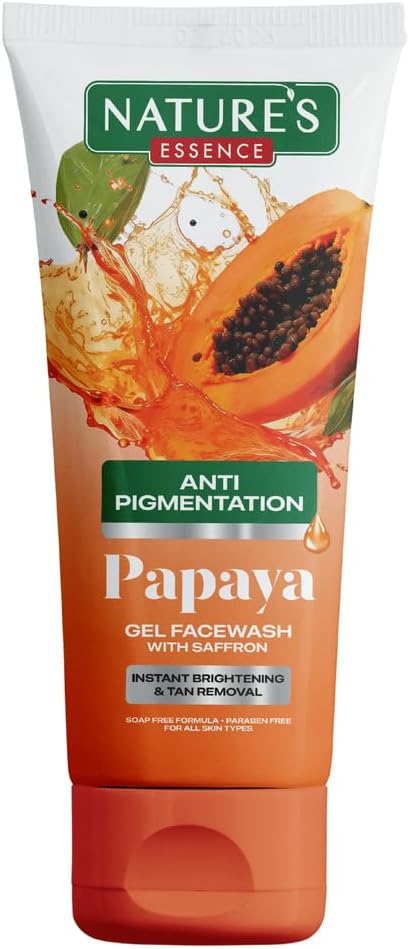 NATURES ESSENCE Anti Pigmentation Papaya Gel Face wash for women infused with Saffron |reduces Spot| Instant Brightening |Tan Removal 50gm