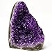 Natural Amethyst Cluster with Polished Edges [3 to 3.5 lb.] Real Raw Large Geode Healing Crystal Rock from Uruguay, Deep Purple Decor and a FREE Velvet Pouch of Rose Quartz