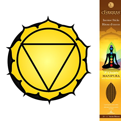 7 Chakras - 3 Manipura - Solar Plexus - Confidence - Primary Aromas Bergamote & Ginger - 11 Inch - 60 Minutes - 3X 20-Pack - 100% Natural Hand Dipped Incense Sticks #TOP6