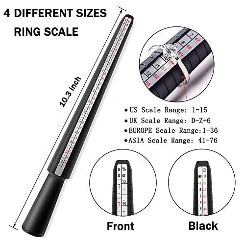 Ring Sizer Measuring Tool Set With Ring Mandrel & Ring Sizing Us Size Kit, Four Size Ring Stick Jewelry Mandrel And Ring Gauge Finger Sizer & Ring Guards For Loose Rings With Cloth For Jewelry Making #TOP1