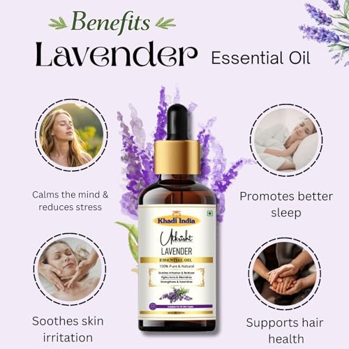 Image of Khadi Utkrisht Premium Essential Oils Combo of 5 - Rosemary, Tea Tree, Lavender, Rose & Sandalwood for Hair Growth, Skin Care & Aromatherapy | 100% Pure Natural Essential Oil Combo for Diffuser & Massage - Pack of 5