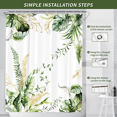Visioun Tropical Eucalyptus Green Monstera Palm Tree Leaves Botanical Shower Curtain For Bathroom 60W*72H Inch Banana Plant Bathtub Decor Nature Waterproof Polyester Fabric Set With 12 Hooks(10 Holes) #TOP5
