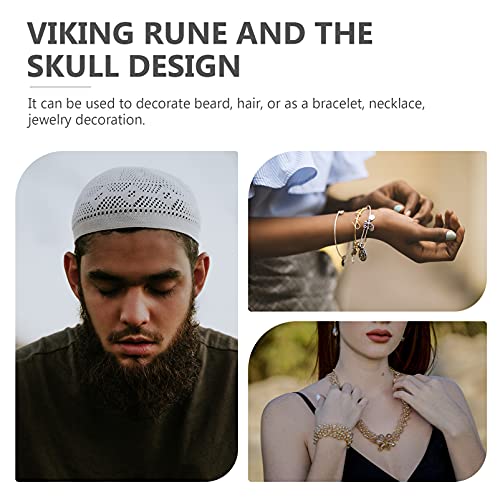 Viking Beard Beads Antique Norue Norse Tubo Tubo Beads Dreadlocks Pirate Pirate Crânio Beads Beads C