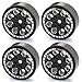 Treal SCX24 Wheels 1.0 Beadlock Wheels(4P-Set) for Axial SCX24 1/24 Crawler Brass Ring Weighted 22g (Black)