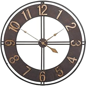 60cm Grote Outdoor Tuin Wandklok, Tuin Klok Open Gezicht Metalen Waterdichte Outdoor Klok Indoor Outdoor Voor Woonkamer…