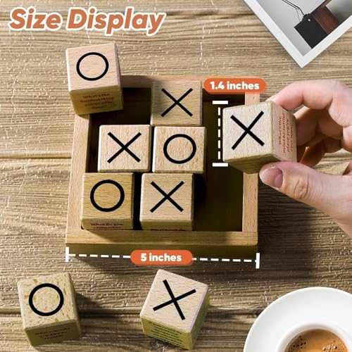 Juego de conversación Tic Tac Toe con cubos de madera miniatura 3
