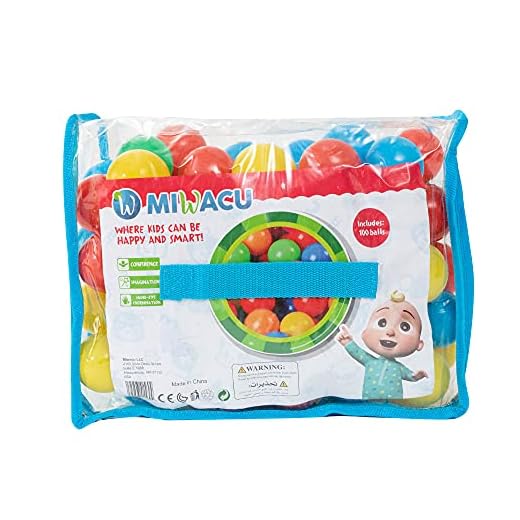 Miwacu Bolas Piscina Infantil - 100 Bolas para Piscina Infantil en Bolsa de PVC con Cremallera - Bolas para Parque Infantil 5,5 cm Ø - Bolas Piscina Libre de tóxicos - Pelotas Piscina Bolas