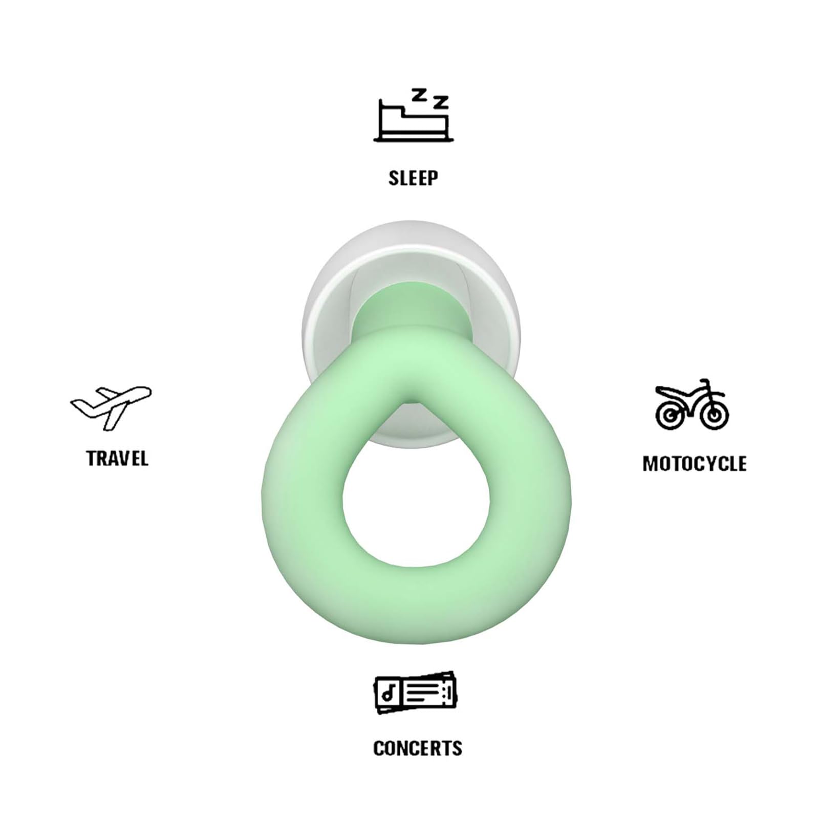 ORANDNOT Silicone Ear Plugs for Noise Reduction, Reusable Ear Plugs for Sleeping Noise Cancelling, Concerts, Motorcycle, Travel & Hearing Protection NRR 33dB - 8 Ear Tips in XS/S/M/L, Green