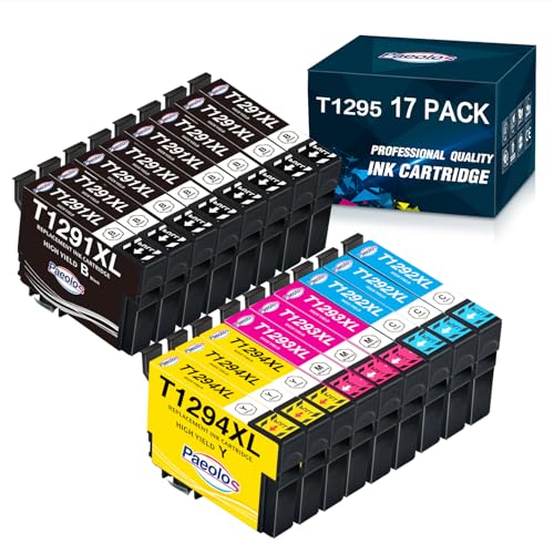 Paeolos Cartouche T1295 Multipack Pomme pour Epson T1291 T1292 T1293 T1294 Encre Compatible pour Epson Stylus SX525WD SX535WD SX425W SX230W SX235W Stylus...