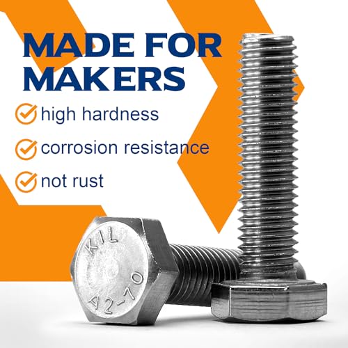 Image of M8-1.25 x 30mm Hex Head Screw Bolt, 18-8 (304) Stainless Steel, Fully Threaded, Plain Finish, Quantity 15
