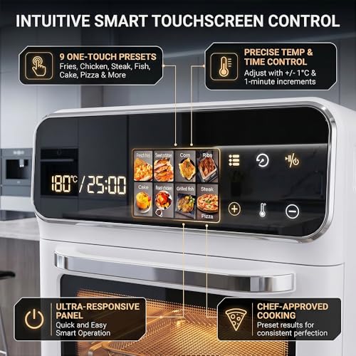 Image of Toree Digital Air fryer oven with Glass window, Large Capacity of 9+ Liters, LED Touch screen control panel, accessory set with silicone picker /tong /skewer set /glove | 1 Year Warranty-8130656959