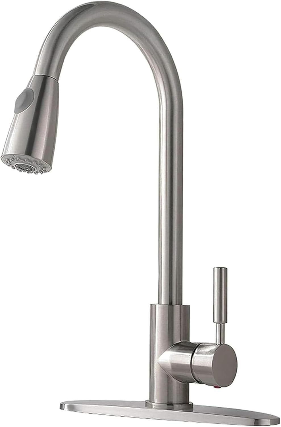 Comllen Kitchen Faucet with Pull Down Sprayers, Brushed Nickel Kitchen Faucets, Modern Pull Out Stainless Steel Kitchen Sink Faucet Single Handle Faucet Swivel Spout with Deck Plate