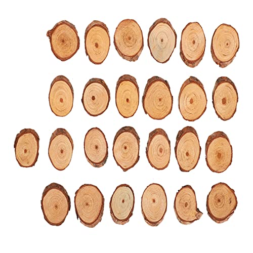 Msiud 25 Pezzi Fette di Legno Non Finite, Dischetti di Tronchi Senza Foro Rotondi Dischetti Naturale Sottobicchieri per Lavori Artigianali Decorazioni Natalizie Fai Da Te Artigianato Matrimoni