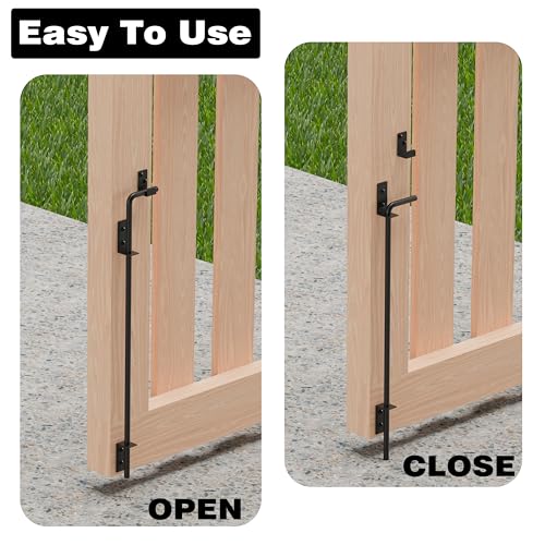 Image of 24 Inch Cane Bolt Gate Drop Rod, Square Heavy Duty Gate Latch, Cane Bolts for Wood Vinyl Metal Fences Gates-(Black Finish,1 Pack)