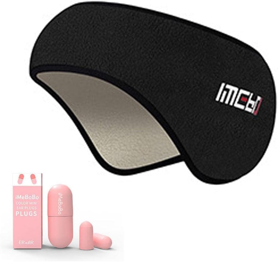 Antifaz para dormir de verano con tapones para los oídos con cancelación de ruido para los ojos, cero presión ocular, máscara opaca para dormir y viajar (negro)