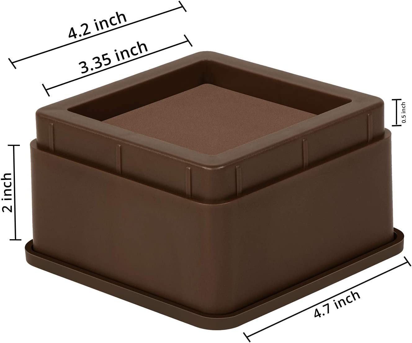 Utopia Bedding Muebles Ajustables y Elevador de Cama Juego de 8 (5 to 10 cm) - Plástico Duradero con Espuma, Almohadillas Antideslizantes de Goma para Cama, sofá, Mesa, Silla – Marrón