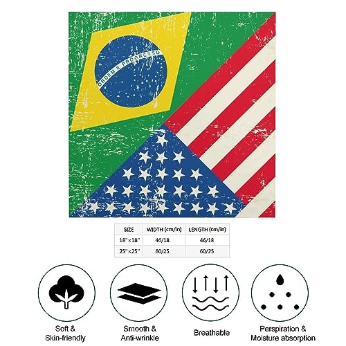 USA Brazil America Flag Silk Head Scarf Neckerchief Square Scarves Vintage Bandanas For Men Women2