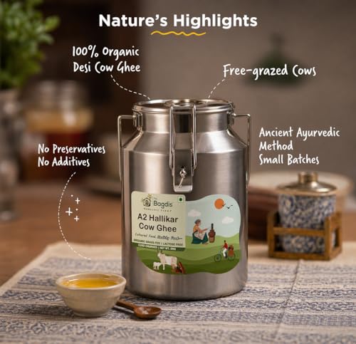 Image of The Bagdi's Hallikar A2 Desi Cow Ghee Vedic Bilona Method | Pure & Natural Ghee Steel Can 5L