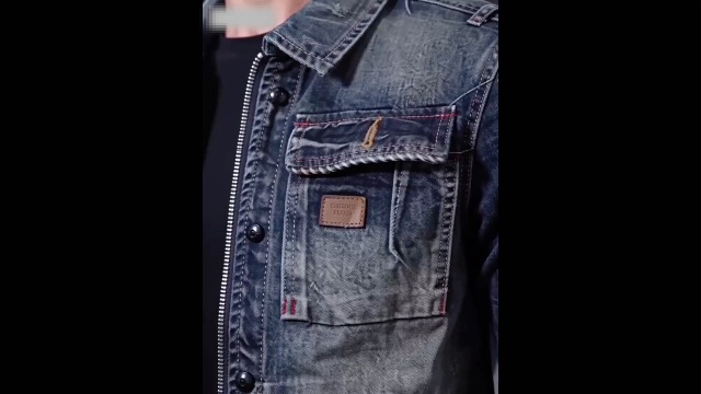 Chaqueta vaquera para hombre estilo moto casual miniatura 7