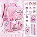 zobnbaf Anime Backpack for Girls - Student Schoolbag with Pins, ID Badge Holder, Stationery, card, Cartoon bag Set Cute Casual Laptop Backpack Waterproof Large Capacity Daypack Travel Gift