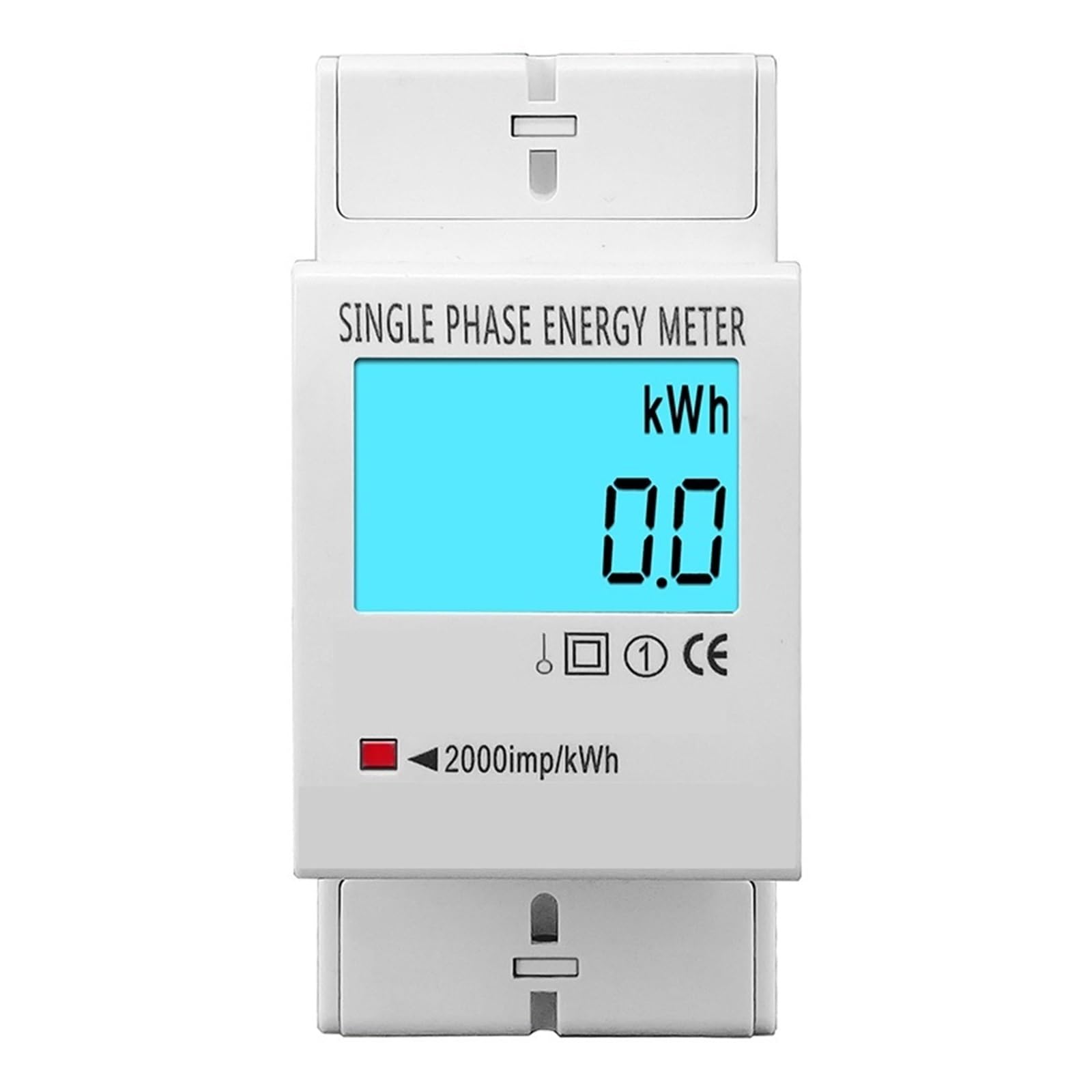 Compteur électrique kWh monophasé deux fils 80A din rail affichage numérique LCD Delura