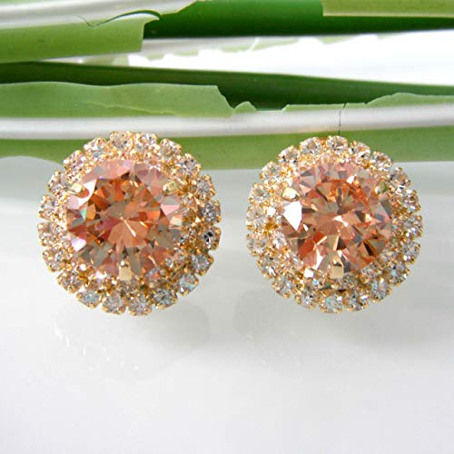 Navachi 18k Gold Plated Multicolor Round Zircon White Crystal Omega Back Stud Earrings3