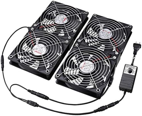 Wathai 4 x 120mm GPU Mining Rigs Server Racks Fan with 110V - 240V AC Plug