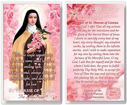 St. Theresa Little Flower Laminated Prayer Card - Holy Saint Devotional Card