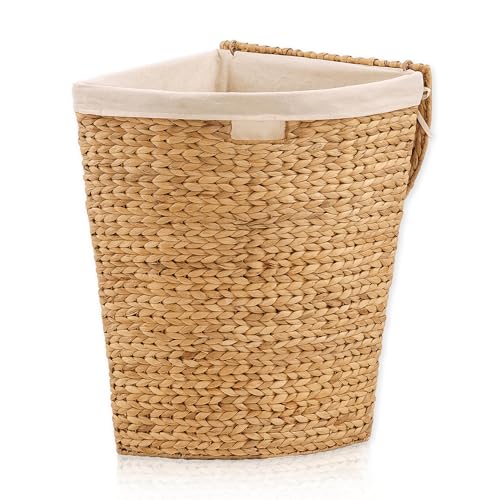 Lycce Wäschekorb für die Ecke [Nischenkorb] Ecktruhe Wasserhyazinthe Größen: klein, mittel oder groß (Größe 3: B58 x T42 x H63cm)