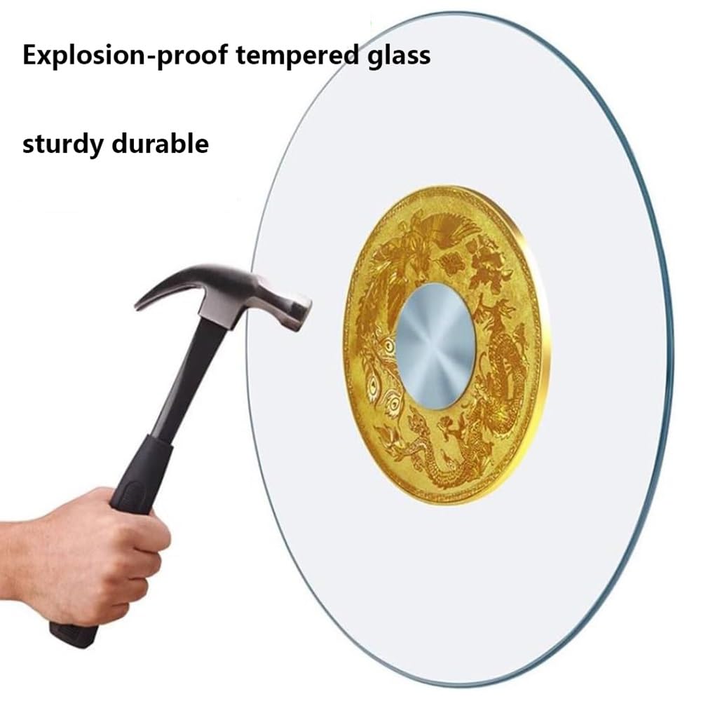 Plateau Tournant Rond en Verre Lisse avec Base, 60 Cm, 71 Cm, 81 Cm, 91 Cm, 101 Cm, pour La Maison, La Cuisine, L'Hôtel, Le Restaurant (60 Cm/24 Po)