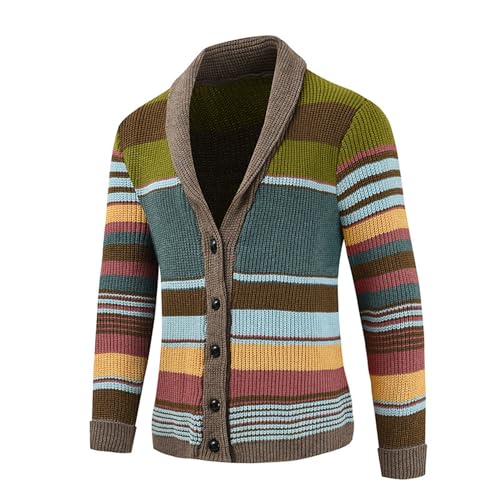 Men's Pattern Knitted Cardigan Sweaters Shawl Collar Button Knit Sweater Printed Long Sleeve Open Front Cardigans2