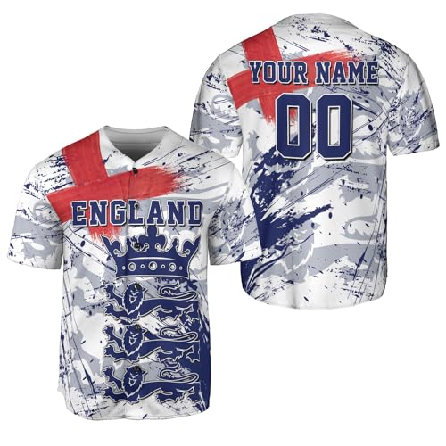 Camiseta personalizada de béisbol Inglaterra para hombre, camiseta Inglaterra para mujer, regalo Inglaterra tallas S-5XL miniatura 1