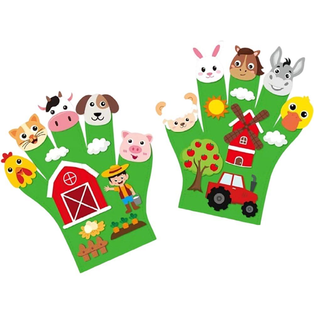 Ymxygz 2 Pcs Felt Finger Puppets Gloves Educational Storytelling Toy Classroom Reward Supplies for Toddlers Home Classroom Activities