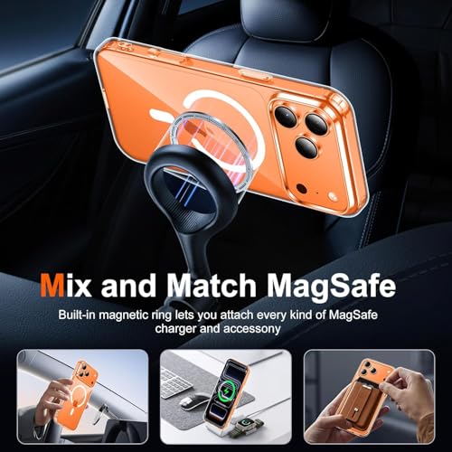 Image of for iPhone 17 Pro Case Clear with Screen Protector, [Compatible with Magsafe][Anti-Yellowing][Military-Grade Protection] Shockproof Slim Magnetic Phone Case Cover, Transparent