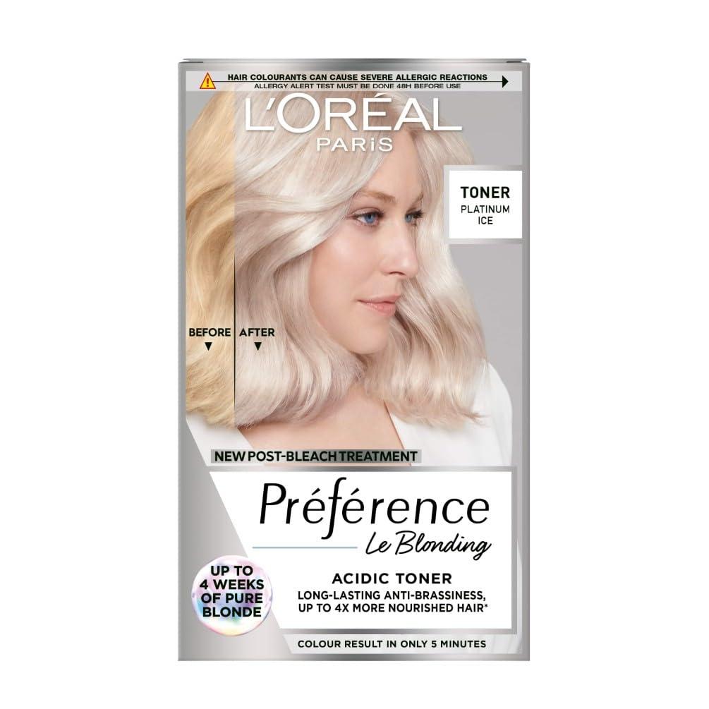 Preference Le Blonding Acidic Toner Platinum Ice: No Ammonia, Long-Lasting Anti-Brassiness Post-Bleach Treatment.