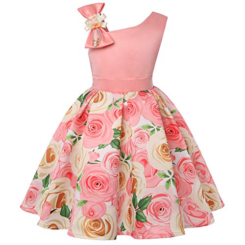 Nssmwttc Flower Girls Dresses Toddler Baby Birthday Halloween Day Easter Pageant Tea Floral Dress (Peach,100) #TOP21