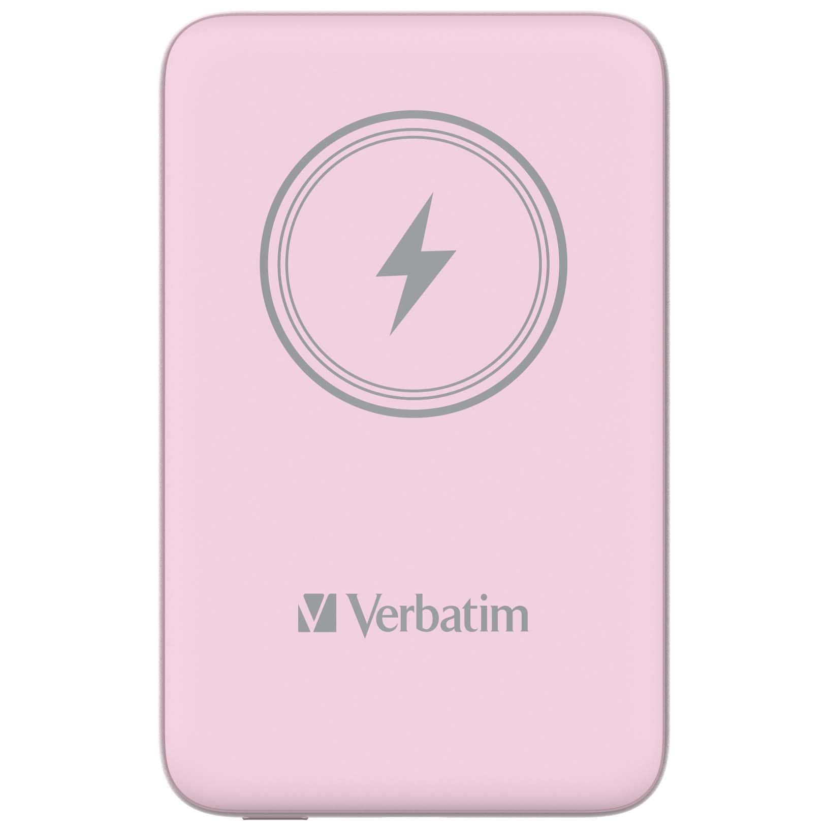 Charge 'n' Go Magnetic Wireless Power Bank 10000 Pink | MagSafe Power Bank de 10000 mAh con carga inalámbrica de 15 W, PD20 W e indicador LED para smartphone, tablet y accesorios