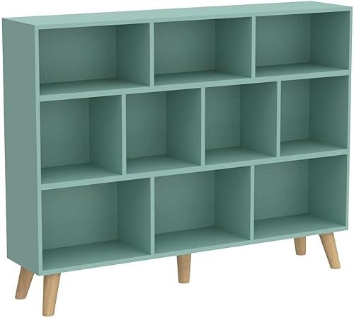 Miniatura 15 de IOTXY Estantería Baja con Estante Abierto - Gabinete de Exhibición Organizador de Pie de Madera de 3 Niveles con Base, Estantería Horizontal Corta