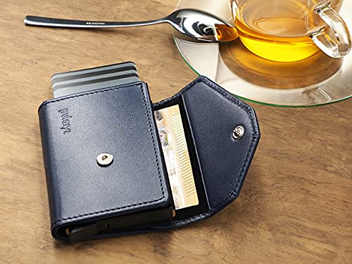 pularys Mini Wallet RAVEN - Multifunckion Credit Card Case - Italian Leather - RFID blocking - Size: 6.5 x 10 x 2.5 cm - Space for up to 7 Cards - Classic Design4