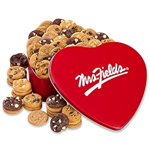 Mrs. Fields – Classic Heart Cookie Tin, Assorted with 60 Nibblers Bite-Sized Cookies in our 5 Signature Cookie Flavors