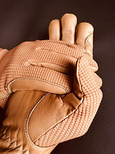 Gants d'équitation pour homme en cuir véritable et coton de qualité supérieure Marron clair