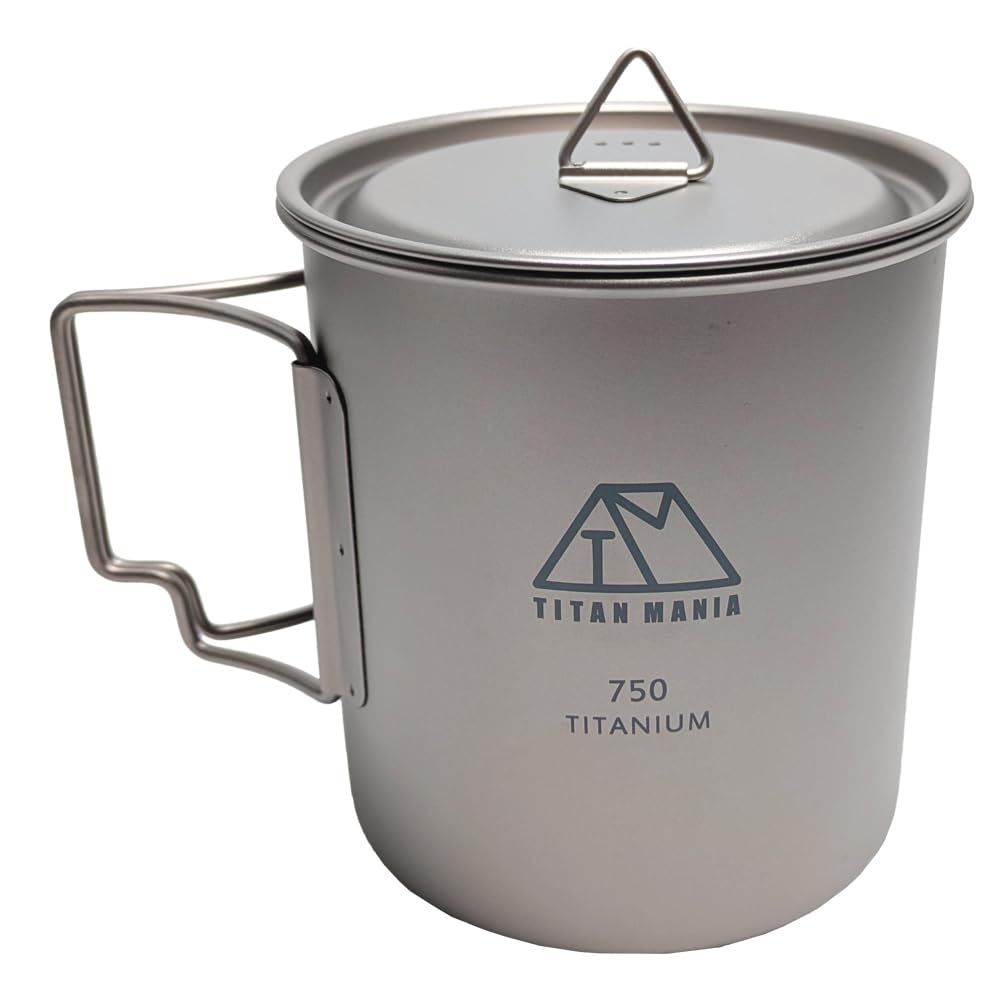 TITAN MANIA Titanium Mug 25oz with Lid Direct Flame Camp Cooker Ultralight