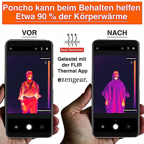 aZengear Notfall-Survival-Poncho (4 Stück) Thermo-Mylar-Folienbeschichtung Decke für Wärmehaltung und Regen | wendbar mit Kapuze | wasserdicht, Winddicht, tragbar, freihändig, Outdoor-Kit – Bild 6