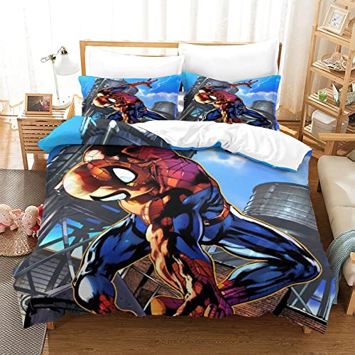 Spider-Man Bedruckter Bettbezug Homecoming Schönes Muster Für Jungen Mädchen Kinder Bettbezug Aus Mikrofaser+ Kissenbezüge King(220x240cm) Cover
