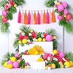 Rose red Pink and Orange Tassel Garland Banner Paper Tassels for Party Decorations,Pack of 15 - Image 3